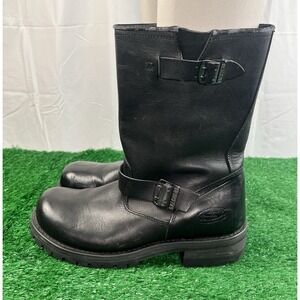 Skechers Engineer Boots Men's 12 Motorcycle Leather Black Edge Wear Y2K Run Big